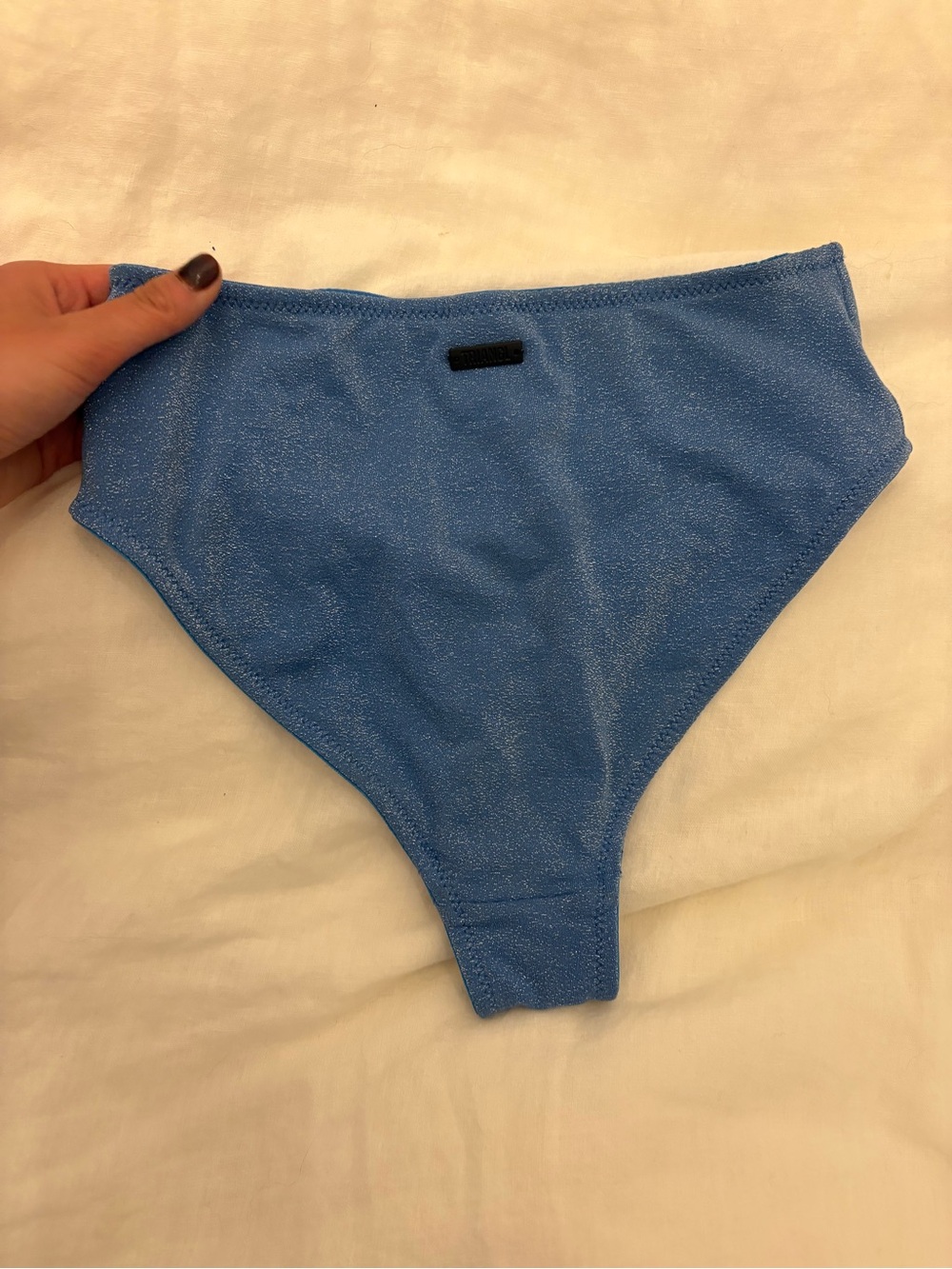 triangl swimwear sparkly Blue Scoop Bralette & High-Waist Bikini Bottoms - Picture 9 of 10
